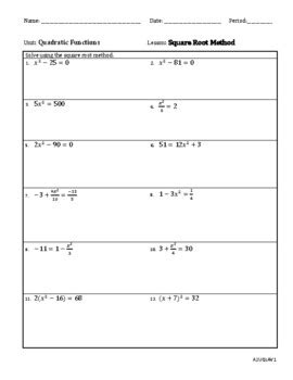 Square Root Method by Math by Mr Naz | Teachers Pay Teachers