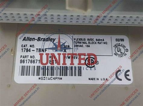 ALLEN BRADLEY FLEX I/O FUSE TERMINAL BLOCK 1794-TBNF SER A REV E01 ...