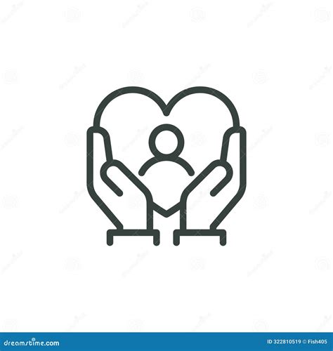 Thin Outline Icon Hands Hugging Heart Symbol In Which Sign Person. Line Charity, Message Love ...