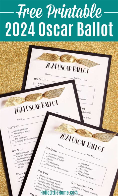 Free Oscar Printable Ballot: 2024 Vote! - Printables for Everyone