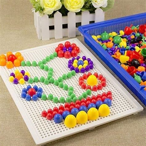 BCMP DIY Mushroom Pegboard Toy – 200+ Colorful Nails for Creative ...