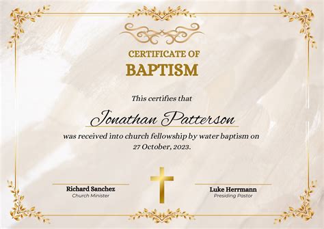Printable Baptism Certificate Template