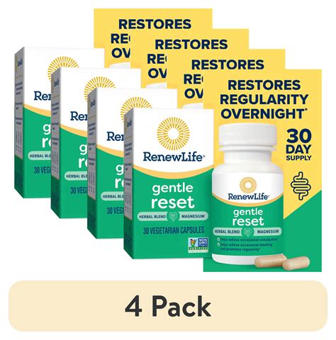 (4 pack) Renew Life Gentle Reset, Herbal Blend and Magnesium Capsules ...