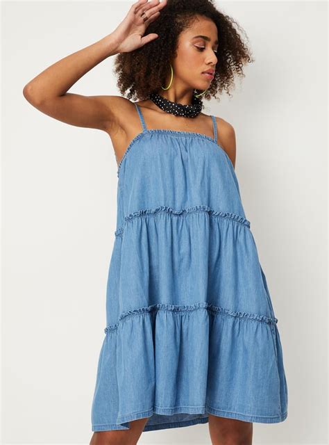 Buy Women Solid Tiered Denim Dress Online at just Rs. 1499.0 ...