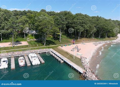 Aerial View of the Omena Beach in Michigan, Traverse City Stock Image ...