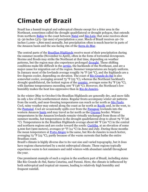 Gned Brazil Climate and Culture by Shushant Tiwari - Climate of Brazil ...