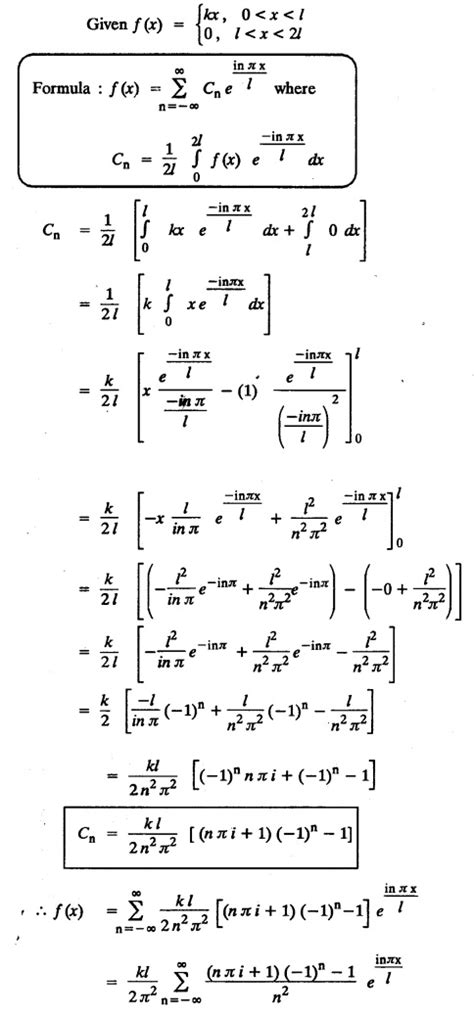Complex form of fourier series - Formula, Solved Example Problems