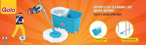 Gala e-Quick Spin Mop, Easy Wheels & Big Bucket with 2 Microfiber ...