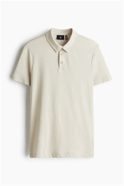 COOLMAX® Slim Fit Polo shirt - Light beige - Men | H&M IN