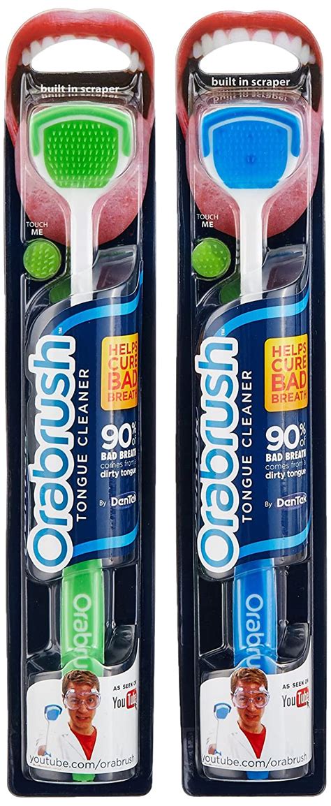 Orabrush Couple Pack Tongue Cleaner - Pack of 2 (Green/Blue) : Amazon ...