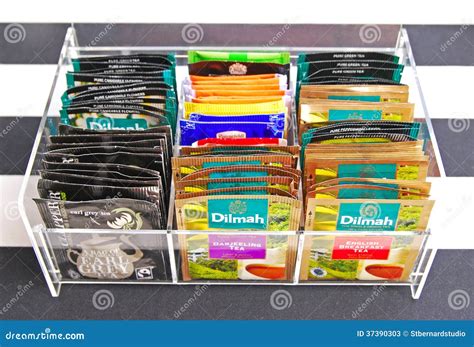 Various Brand of Tea Bags in Clear Acrylic Tea Bag Holder Editorial ...