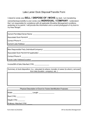 Fillable Online Lake Lanier Dock Disposal/Transfer Form Fax Email Print ...