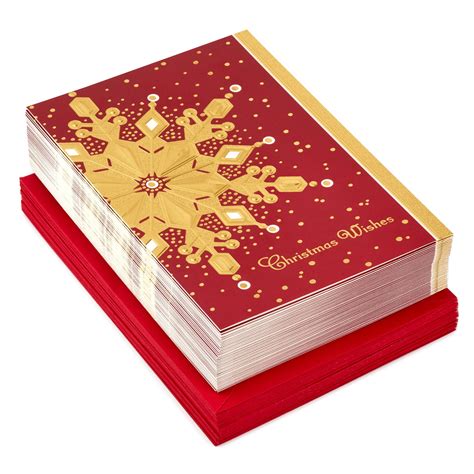 Gold Foil Snowflake Boxed Christmas Cards, Pack of 40 - Boxed Cards ...