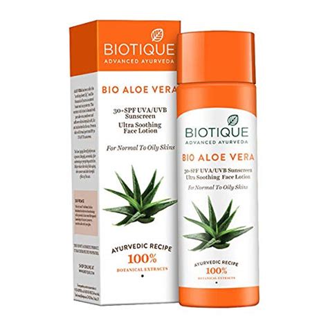 Biotique Bio Aloe Vera Face & Body Sun Lotion Spf 30 Uva/Uvb Sunscreen ...