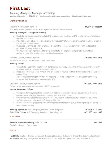 3 Training Manager Resume Examples for 2025 | Resume Worded