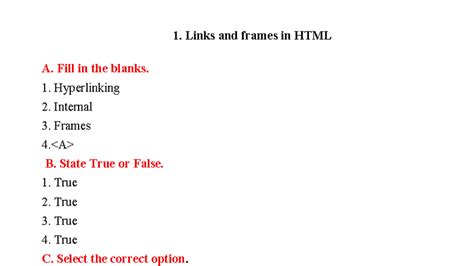 HTML Links and Frames - 8th Std Lesson No. 6 Material - Studocu