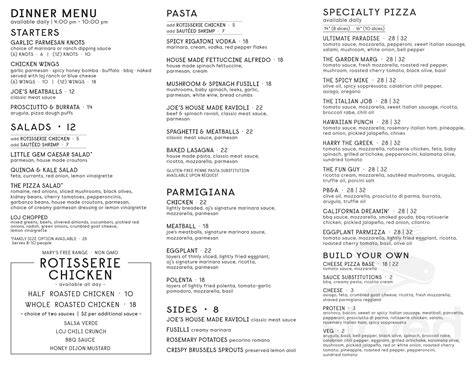 Little Original Joe's menus in San Francisco, California, United States