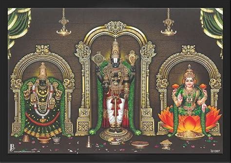 Tirupati Venkateswara Swamy (Balaji) with Padmavati & Lakshmi Devi Wall ...