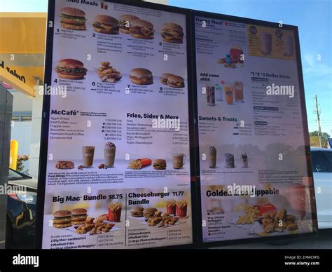 Augusta, Ga USA - 12 20 20: McDonalds drive thru lunch menu Stock Photo - Alamy