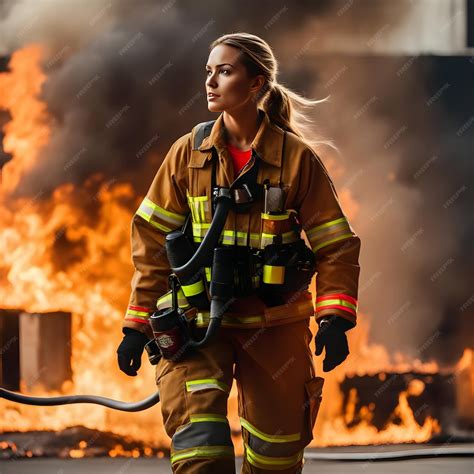 Premium Photo | Female firefighters in a fire fighting