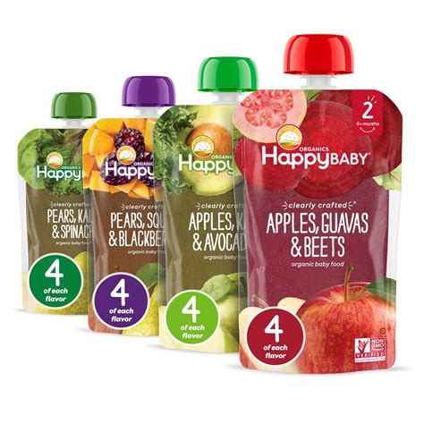 Amazon.com: Happy Baby Organics Stage 2 Baby Food Pouches, Gluten Free, Vegan & Healthy Snack ...