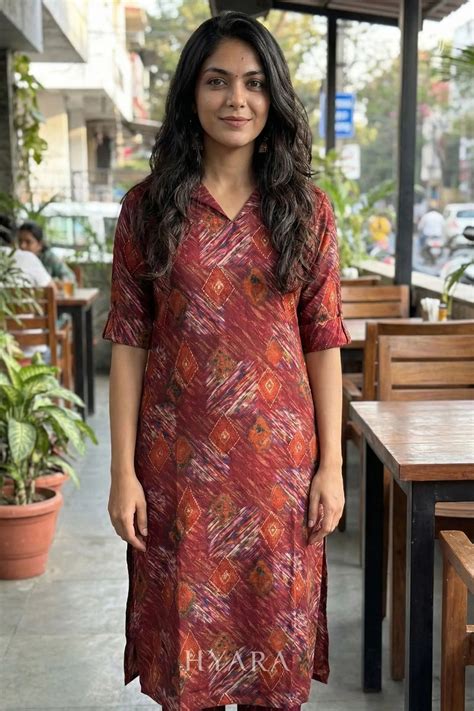Janu Rust Maroon Co-ord Set in Viscose Rayon – HYARA