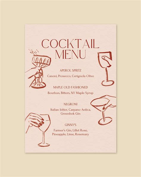 Image result for Cocktail Menu Template