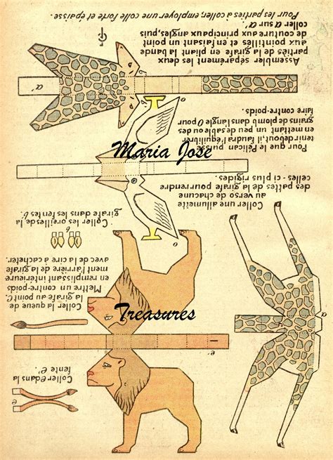 Vintage Animals Paper Model Foldable Cut Outs Digital Download - Etsy