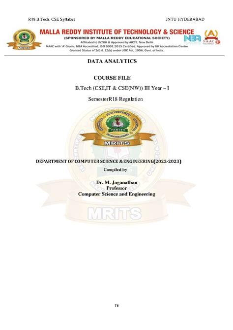 DATA Analytics III-I - Good notes - R18 B. CSE Syllabus JNTU HYDERABAD ...