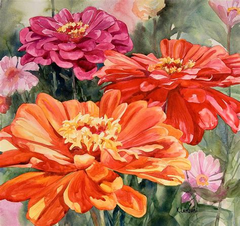Paintings Of Zinnias at David Headrick blog