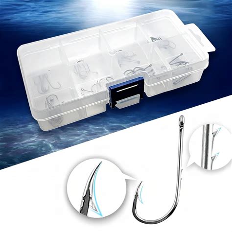 Sunkizzrs® 48Pcs High Carbon Steel Double Barb Fishing Hooks Carp ...