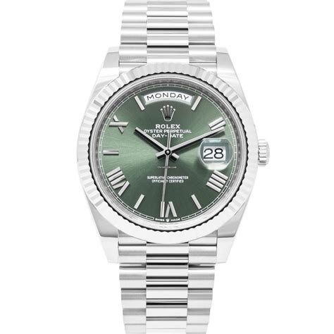 Rolex Day-Date 40, President Bracelet, White Gold, Olive Green... for ...