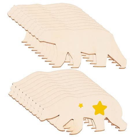 Buy 20 Pcs Wood Bear Blank Wood Slices Bear Shape Pieces on cliths – Cliths