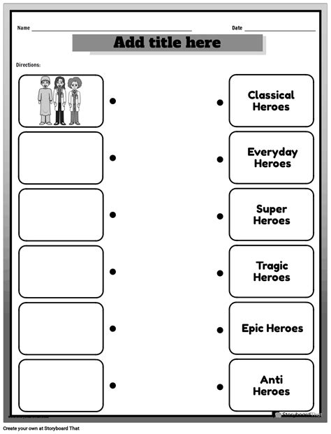Classifying Types of Heroes Worksheet Storyboard