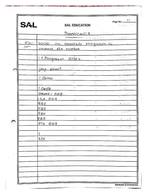 SAL 101 Practical: Assembly Programs for Number Operations - Studocu