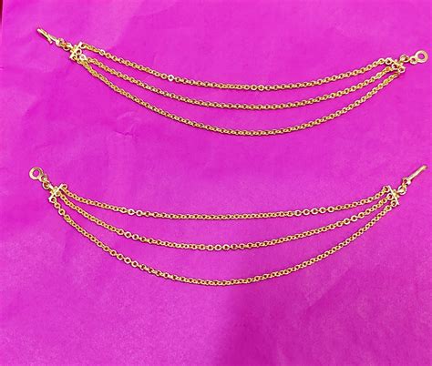 Simple gold look 3 line earrchains – Paanchajanya Jewels