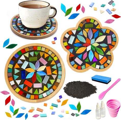 Amazon.com: Nuyoach DIY Mosaic Craft Kit for Adults,Stained Glass Kits Mosaics Tiles for Crafts ...