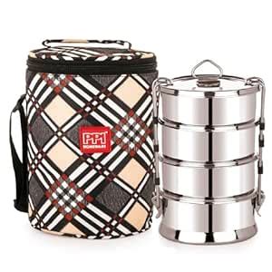 Buy PPI Stack PRO 4 Tier Stainless Steel Lunch Box/Tiffin, Leak Proof ...