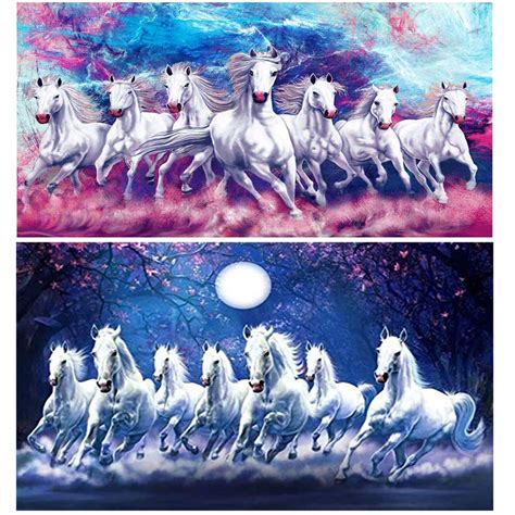 Voorkoms® Seven Horse Runing and Vastu Shastra Horse Combo Poster Fully ...