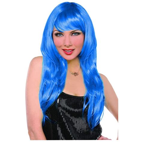 Krisah 23" Wavy Blue Long Hair Wig Accessories Artificial Hair for ...