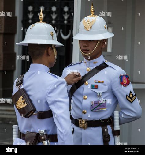 Thai King's Guards guarding the Royal Family at the Grand Palace in ...