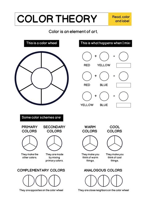 Colouring Theory Colour Color Worksheets Wheel Lessons Worksheet Printable Sheets Pages Learning ...