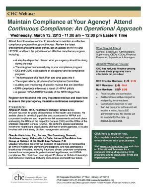 Fillable Online Continuous Compliance: An Operational Approach - Health ...