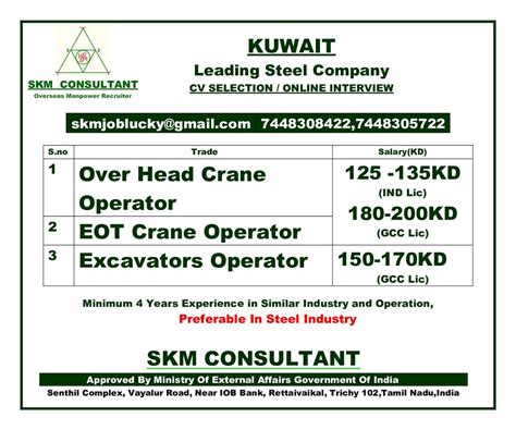 Kuwait Jobs | Overhead Crane Operators, Excavator Operators, Eot Crane Operator|Gulf Job Vacancy ...