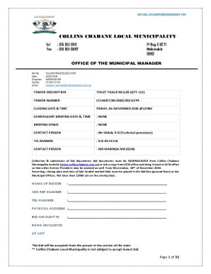 Fillable Online Advertised Tenders - Collins Chabane Local Municipality ...