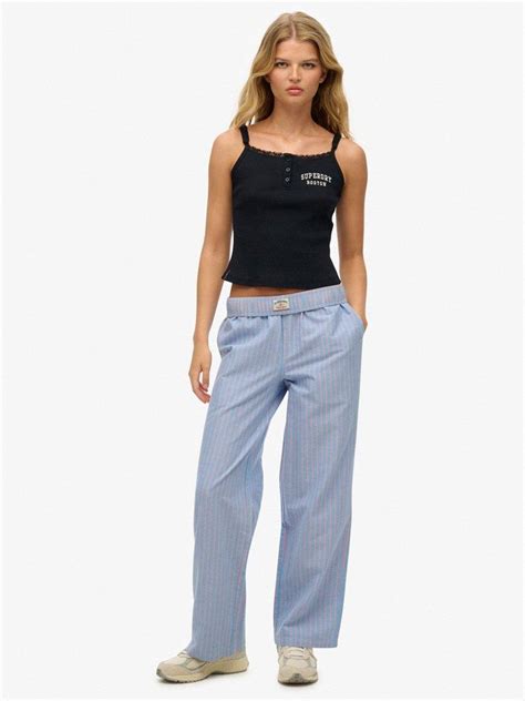 Superdry Elasticated Waist Stripe Trousers, Broker Blue Stripe, Blue ...