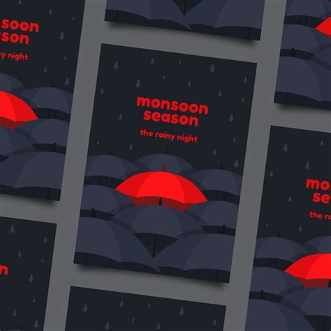 Gradient monsoon season poster pattern | Free Vector