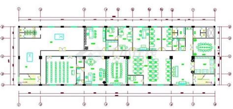 【小型办公楼】某小型办公楼建筑CAD设计平面图（布局清晰）_cad图纸下载_土木在线