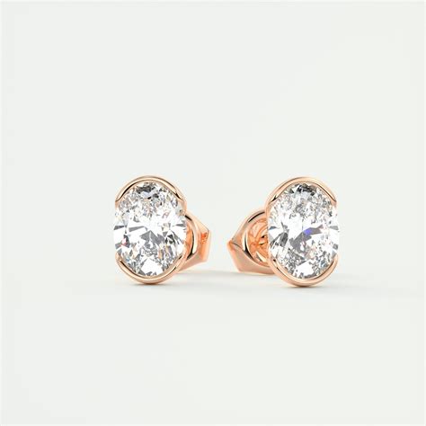 Half Bezel Set Diamond Studs by Frank Darling