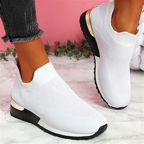 Slip On Sneakers for Women,Women's Mesh Platform Shoes Wide Width ...